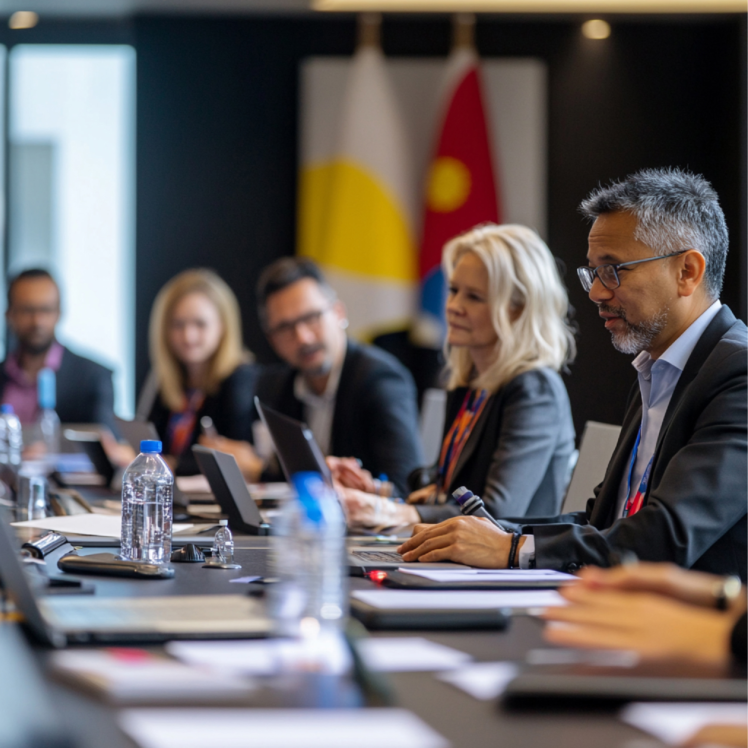 International coaching professionals in a council discussion