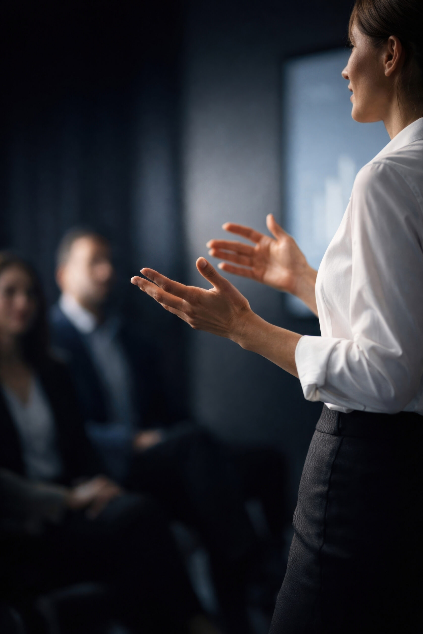 Experienced coach in a professional client conversation